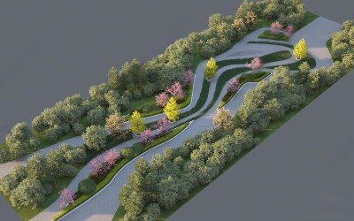 现代公园景观3D模型下载
